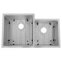 ZLINE 32 in. Jackson Undermount Double Bowl Satin Stainless Steel Kitchen Sink with Bottom Grid (SRDR-32S)