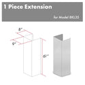 ZLINE 61 in. Satin Stainless Steel Chimney Extension for Ceilings up to 12.5 ft. (8KL3S-E)
