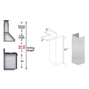 ZLINE 61 in. Satin Stainless Steel Chimney Extension for Ceilings up to 12.5 ft. (8KL3S-E)