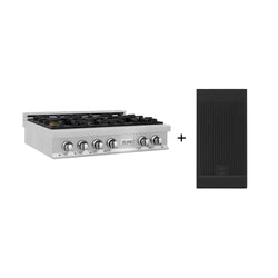 ZLINE 36 in. Legacy Gas Rangetop with 6 Brass Burners and Porcelain Cooktop in Satin Stainless Steel with Griddle (RTS-BR-GR-36)