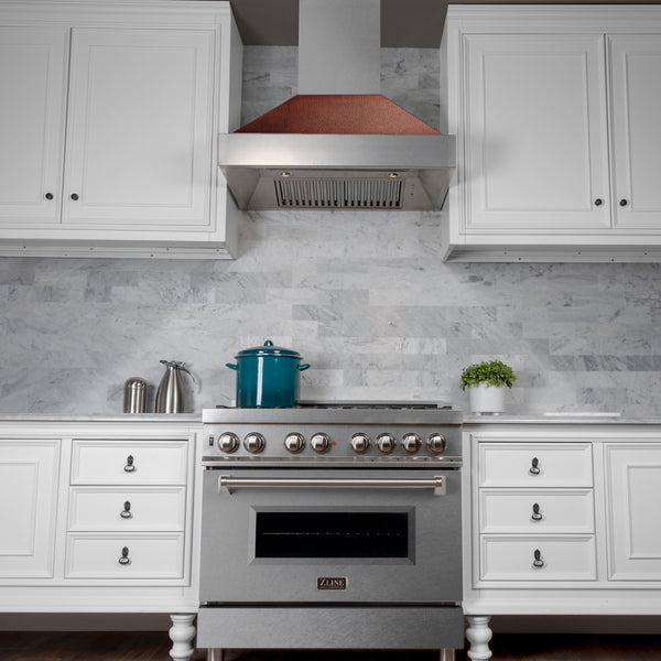 30" Ducted Fingerprint Resistant Stainless Steel Range Hood with Hand-Hammered Copper Shell (8654HH-30)