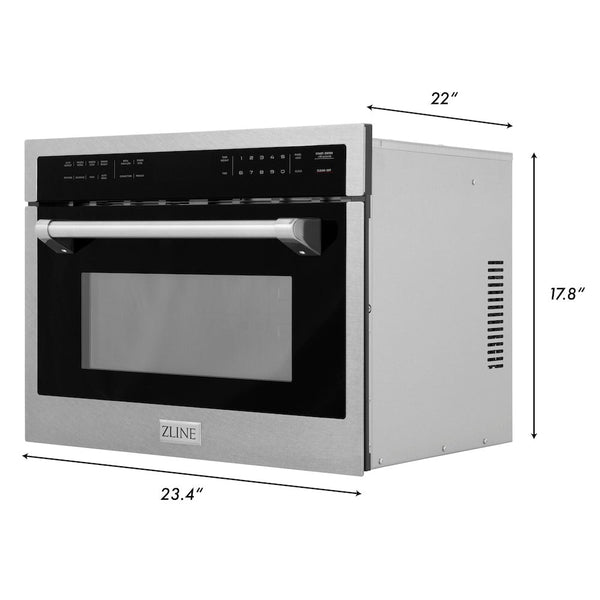 ZLINE 24 in. 1.6 cu ft. Built-in Convection Microwave Oven in Satin Stainless Steel with Speed and Sensor Cooking, Open Box-Good Condition