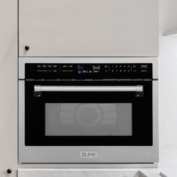 ZLINE 24 in. 1.6 cu ft. Built-in Convection Microwave Oven in Satin Stainless Steel with Speed and Sensor Cooking, Open Box-Good Condition