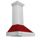 ZLINE 36" Fingerprint Resistant Stainless Steel Range Hood with Red Gloss Shell (8654SNX-RG36)