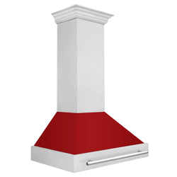 ZLINE 36" Fingerprint Resistant Stainless Steel Range Hood with Red Gloss Shell (8654SNX-RG36)