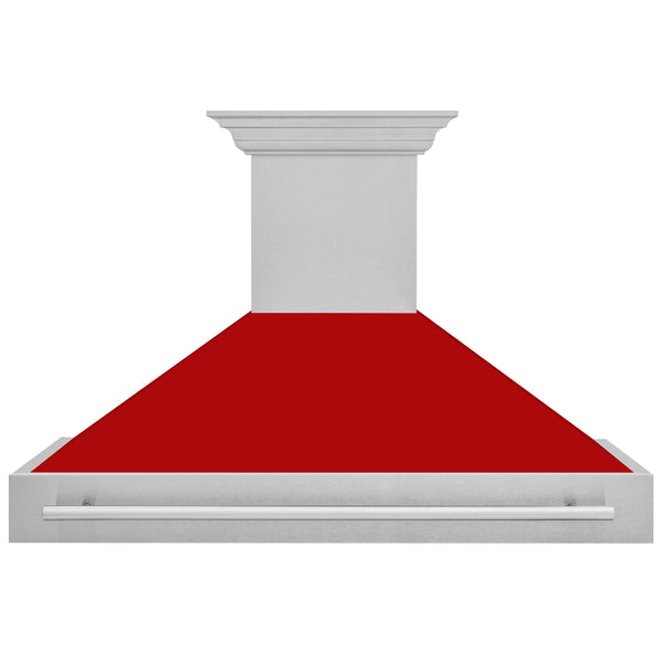 ZLINE 48" Fingerprint Resistant Stainless Steel Range Hood with Red Matte Shell (8654SNX-RM48)