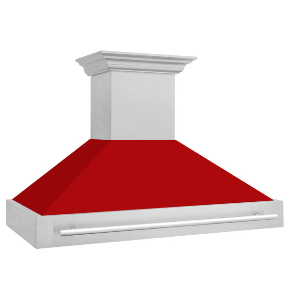 ZLINE 48" Fingerprint Resistant Stainless Steel Range Hood with Red Matte Shell (8654SNX-RM48)
