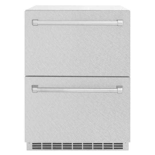 ZLINE 24 in. Touchstone 168 Can Outdoor-Rated Dual Refrigerator Drawer with Satin Stainless Steel Doors (RDSO-SN-24)