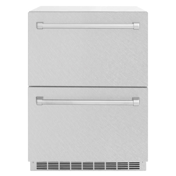 ZLINE 24 in. Touchstone 168 Can Outdoor-Rated Dual Refrigerator Drawer with Satin Stainless Steel Doors (RDSO-SN-24)