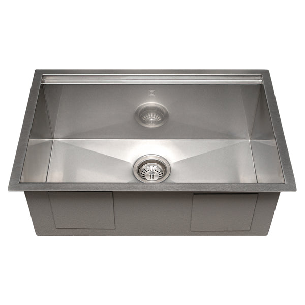 ZLINE 27 in. Garmisch Undermount Single Bowl Satin Stainless Steel Kitchen Sink with Bottom Grid and Accessories (SLS-27S)
