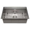 ZLINE 27 in. Garmisch Undermount Single Bowl Satin Stainless Steel Kitchen Sink with Bottom Grid and Accessories (SLS-27S)