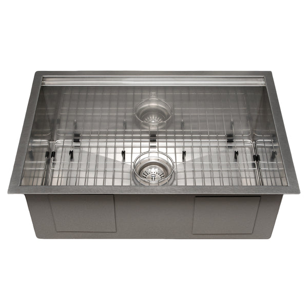 ZLINE 27 in. Garmisch Undermount Single Bowl Satin Stainless Steel Kitchen Sink with Bottom Grid and Accessories (SLS-27S)