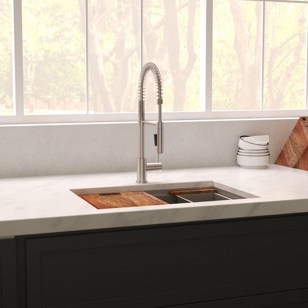 ZLINE 27 in. Garmisch Undermount Single Bowl Satin Stainless Steel Kitchen Sink with Bottom Grid and Accessories (SLS-27S)