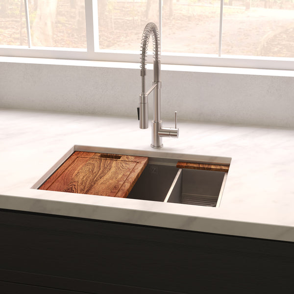 ZLINE 27 in. Garmisch Undermount Single Bowl Satin Stainless Steel Kitchen Sink with Bottom Grid and Accessories (SLS-27S)