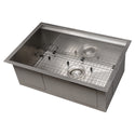 ZLINE 27 in. Garmisch Undermount Single Bowl Satin Stainless Steel Kitchen Sink with Bottom Grid and Accessories (SLS-27S)