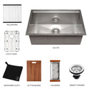 ZLINE 27 in. Garmisch Undermount Single Bowl Satin Stainless Steel Kitchen Sink with Bottom Grid and Accessories (SLS-27S)