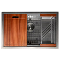 ZLINE 27 in. Garmisch Undermount Single Bowl Satin Stainless Steel Kitchen Sink with Bottom Grid and Accessories (SLS-27S)