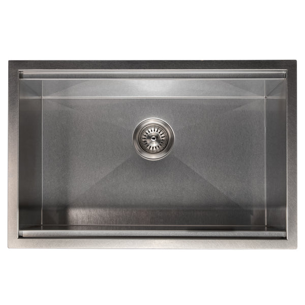 ZLINE 27 in. Garmisch Undermount Single Bowl Satin Stainless Steel Kitchen Sink with Bottom Grid and Accessories (SLS-27S)