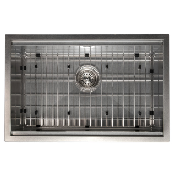 ZLINE 27 in. Garmisch Undermount Single Bowl Satin Stainless Steel Kitchen Sink with Bottom Grid and Accessories (SLS-27S)