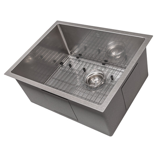 ZLINE 27 in. Meribel Undermount Single Bowl Satin Stainless Steel Kitchen Sink with Bottom Grid (SRS-27S)