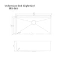 ZLINE 36 in. Meribel Undermount Single Bowl Satin Stainless Steel Kitchen Sink with Bottom Grid (SRS-36S)