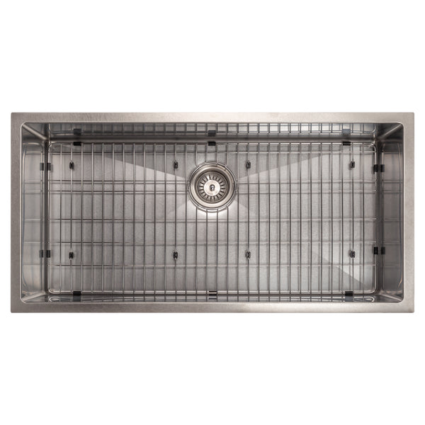 ZLINE 36 in. Meribel Undermount Single Bowl Satin Stainless Steel Kitchen Sink with Bottom Grid (SRS-36S)