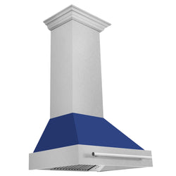 ZLINE 30" Fingerprint Resistant Stainless Steel Range Hood with Blue Matte Shell (8654SNX-BM30)