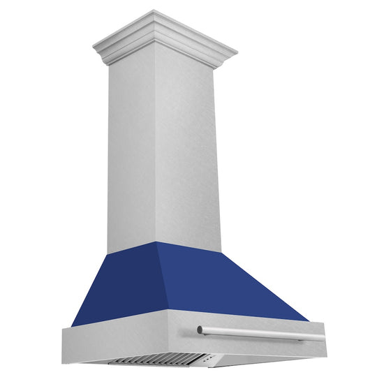ZLINE 30" Fingerprint Resistant Stainless Steel Range Hood with Blue Matte Shell (8654SNX-BM30)
