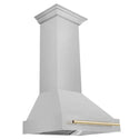 ZLINE Autograph Edition 30" Fingerprint Resistant Stainless Steel Range Hood with Polished Gold Handle (8654SNZ-30-G)