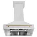 ZLINE Autograph Edition 36" Fingerprint Resistant Stainless Steel Range Hood with Champagne Bronze Handle (8654SNZ-36-CB)
