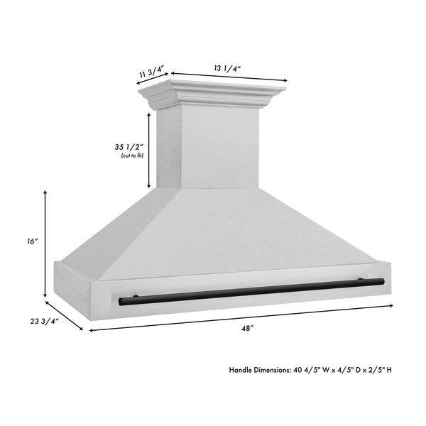 ZLINE Autograph Edition 48" Fingerprint Resistant Stainless Steel Range Hood with Matte Black Handle (8654SNZ-48-MB)