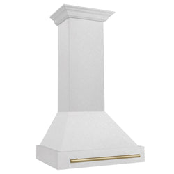 ZLINE Autograph Edition 30" Fingerprint Resistant Stainless Steel Range Hood with Champagne Bronze Handle (8654SNZ-30-CB)