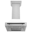 ZLINE Autograph Edition 30" Fingerprint Resistant Stainless Steel Range Hood with White Matte Shell and Matte Black Handle (8654SNZ-WM30-MB)