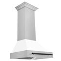 ZLINE Autograph Edition 30" Fingerprint Resistant Stainless Steel Range Hood with White Matte Shell and Matte Black Handle (8654SNZ-WM30-MB)