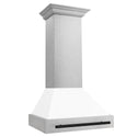 ZLINE Autograph Edition 30" Fingerprint Resistant Stainless Steel Range Hood with White Matte Shell and Matte Black Handle (8654SNZ-WM30-MB)