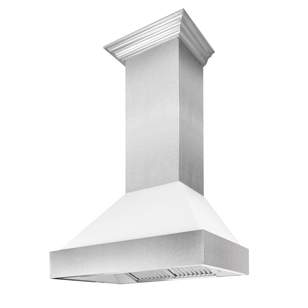 30" Ducted Fingerprint Resistant Stainless Steel Range Hood with White Matte Shell (8654WM-30)
