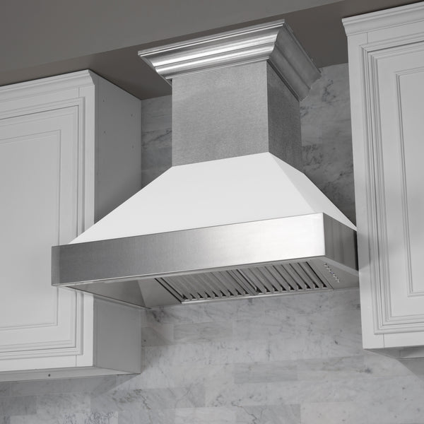 30" Ducted Fingerprint Resistant Stainless Steel Range Hood with White Matte Shell (8654WM-30)