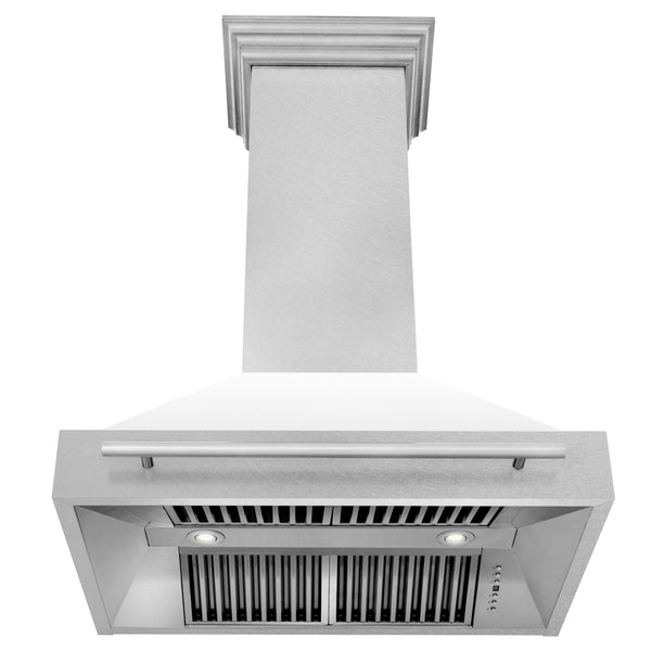 ZLINE 36" Fingerprint Resistant Stainless Steel Range Hood with White Matte Shell (8654SNX-WM36)