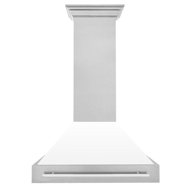ZLINE 36" Fingerprint Resistant Stainless Steel Range Hood with White Matte Shell (8654SNX-WM36)