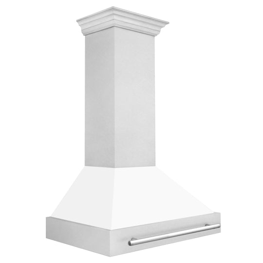 ZLINE 36" Fingerprint Resistant Stainless Steel Range Hood with White Matte Shell (8654SNX-WM36)