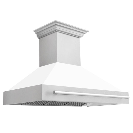 ZLINE 48" Fingerprint Resistant Stainless Steel Range Hood with White Matte Shell (8654SNX-WM48)