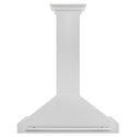 ZLINE 36 in. Autograph Edition Convertible Fingerprint Resistant Satin Stainless Steel Range Hood with White Matte Shell and Matte Black Handle (KB4SNZ-WM36-MB)
