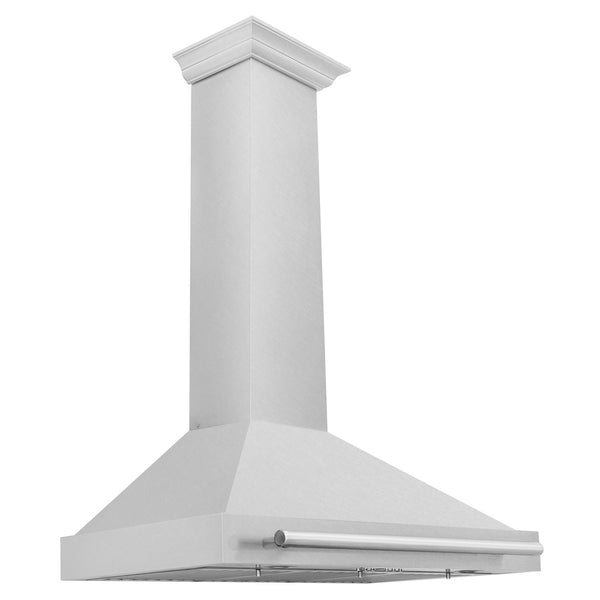 ZLINE 36 in. Autograph Edition Convertible Fingerprint Resistant Satin Stainless Steel Range Hood with White Matte Shell and Matte Black Handle (KB4SNZ-WM36-MB)