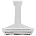 ZLINE 36 in. Autograph Edition Convertible Fingerprint Resistant Satin Stainless Steel Range Hood with White Matte Shell and Matte Black Handle (KB4SNZ-WM36-MB)