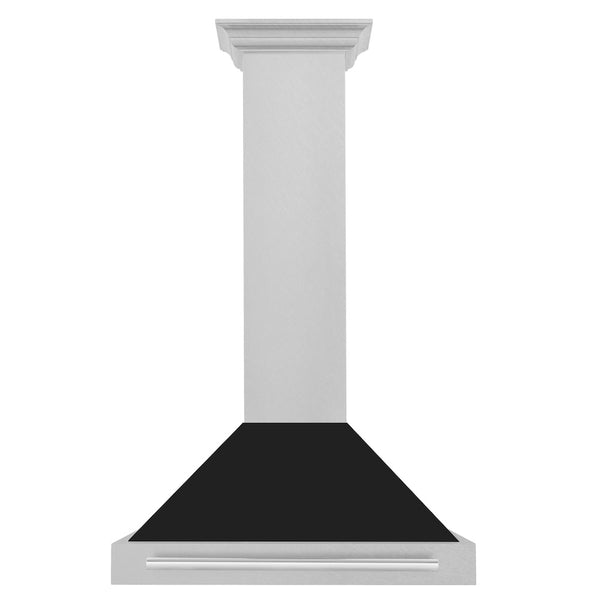 ZLINE 36 in. Convertible Fingerprint Resistant Satin Stainless Steel Range Hood with Black Matte Shell and Stainless Steel Handle (KB4SNX-BLM-36)