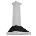 ZLINE 36 in. Convertible Fingerprint Resistant Satin Stainless Steel Range Hood with Black Matte Shell and Stainless Steel Handle (KB4SNX-BLM-36)