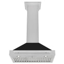 ZLINE 36 in. Convertible Fingerprint Resistant Satin Stainless Steel Range Hood with Black Matte Shell and Stainless Steel Handle (KB4SNX-BLM-36)