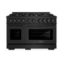 ZLINE 48 in. 6.7 cu. ft. Select Double Oven Dual Fuel Range in Black Stainless Steel with 8 Brass Burners, Open Box-Great Condition