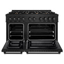 ZLINE 48 in. 6.7 cu. ft. Select Double Oven Dual Fuel Range in Black Stainless Steel with 8 Brass Burners, Open Box-Great Condition