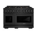 ZLINE 48 in. 6.7 cu. ft. Select Double Oven Dual Fuel Range in Black Stainless Steel with 8 Brass Burners, Open Box-Great Condition